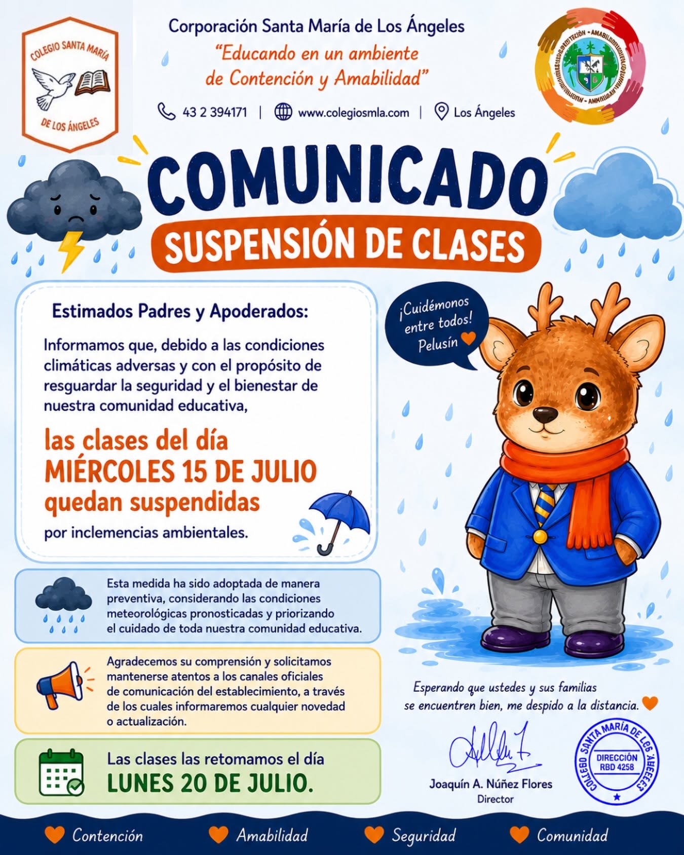 Suspensión de clases 15 de julio