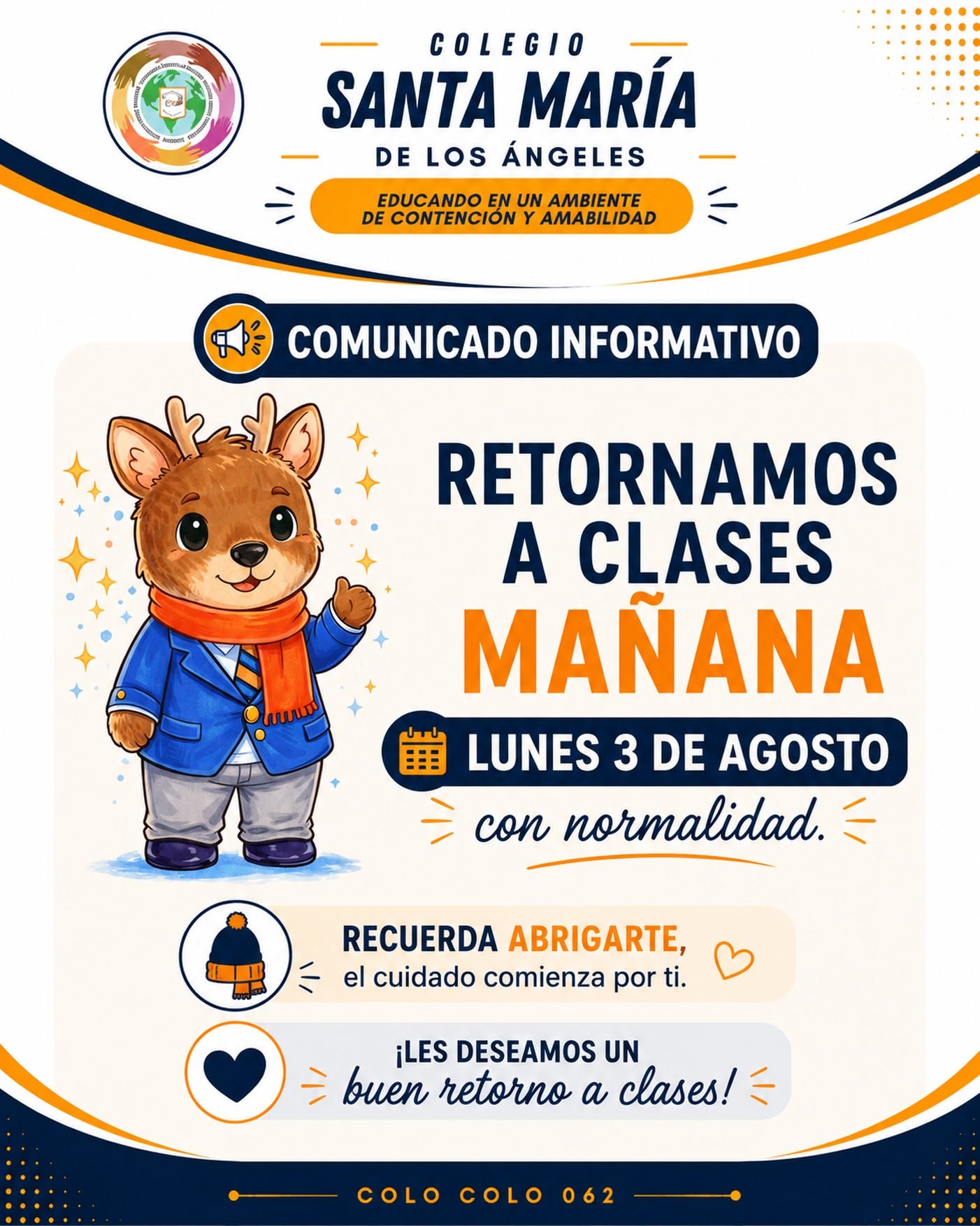 Comunicado Retorno a Clases Lunes 03 de Agosto 2026