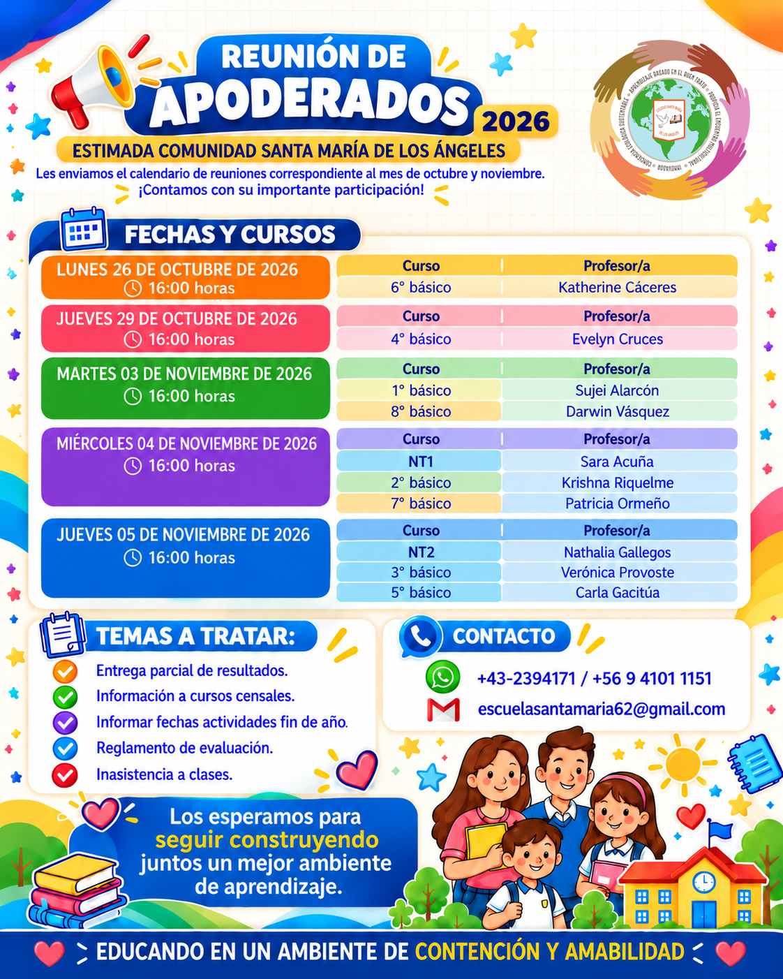 Reuniones de Apoderados Oct/Nov 2026