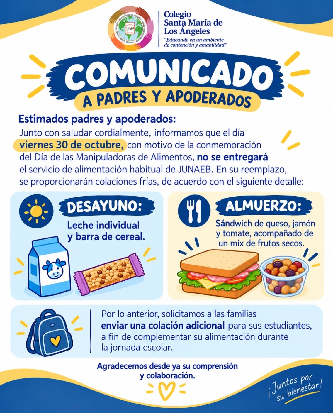 Comunicado "Día de las Manipuladoras de Alimentos 2026"